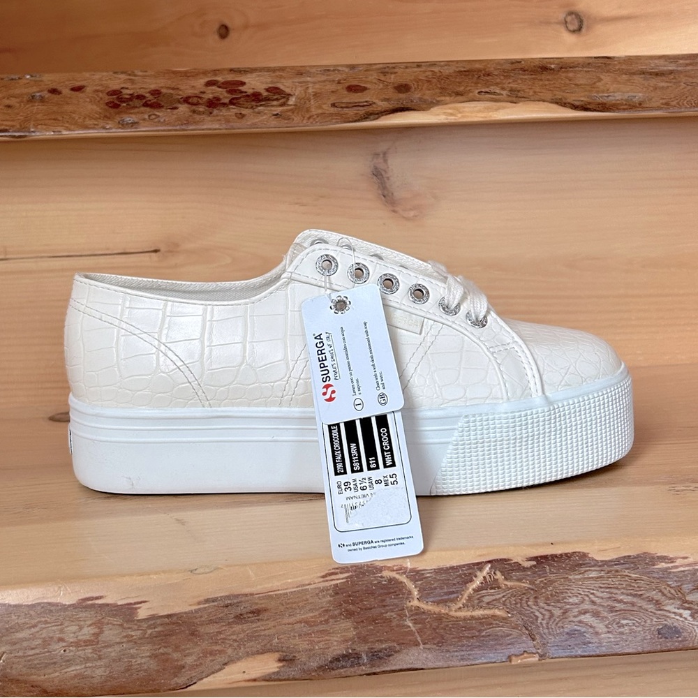NWT Superga Faux Crocodile Platform Sneakers